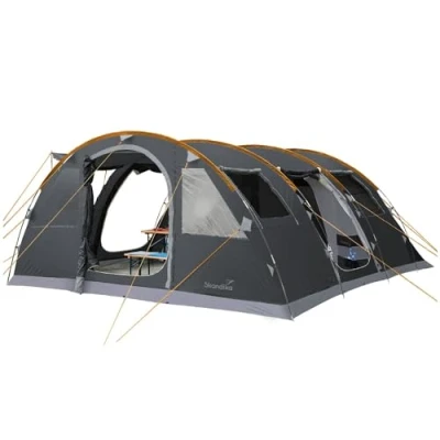 Imagen de Skandika Gotland 6 Tienda de campaña Familiar mosquiteras Suelo Cosido en Forma bañera túnel (Gris/Naranja Sleeper)