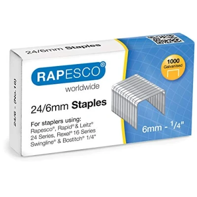 Imagen de Rapesco S24607Z3 Grapas Galvanizadas 24/6mm (No.16), Caja de 1000