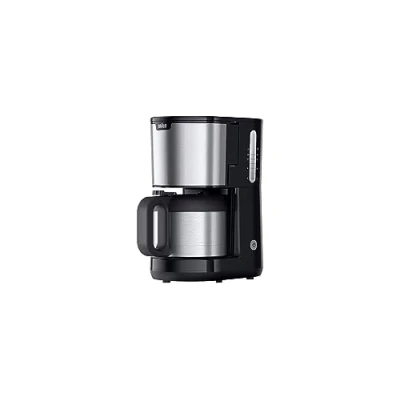 Imagen de Braun PurShine KF1505 BK Cafetera de filtro, jarra térmica acero inoxidable 1,2 l para hasta 9 tazas, sistema OptiBrew, función antigoteo, cesta filtro giratoria, apagado automático, 1000 W,