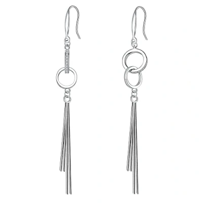 Imagen de J.MUEN Pendientes Largos de Plata ley 925 con Círculo Hueco para Mujer y Circonita Cúbica 3A,Regalos Joyería Mujeres