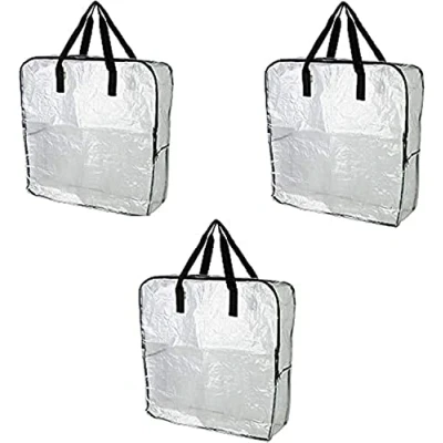 Imagen de Ikea DIMPA 3 bolsas de almacenamiento extragrandes, transparentes resistentes, para protección contra polillas y humedad