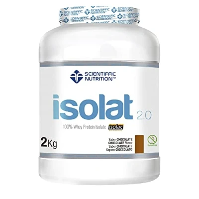 Imagen de Scientiffic Nutrition Isolat 2.0, Whey Protein, Suplemento de Proteina Aislada ISO con Lactasa, Suero Leche en Polvo 2Kg, Chocolate.