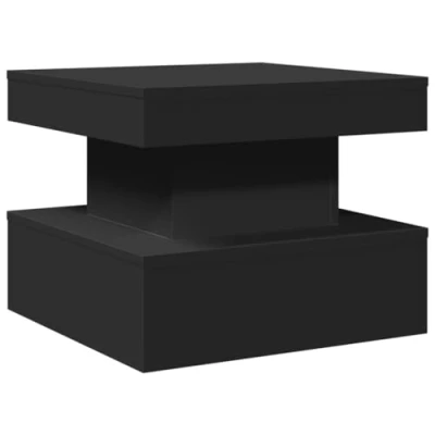 Imagen de vidaXL Mesa de Centro con Luces LED, Mesita Baja Sofá Almacenamiento, Mueble Auxiliar Teléfono, Decoración para Salón, Negro