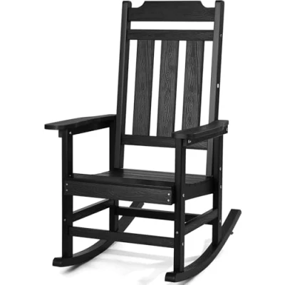 Imagen de VEVOR Mecedora de Porche Hips 87 x 71 110 cm para Exteriores, al Aire Libre con Respaldo Alto, Reposabrazos Suaves, Capacidad Peso 181,44 kg Jardín, Balcón, Porche, Negro