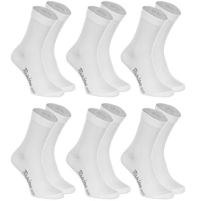 Imagen de Rainbow Socks Hombre Mujer Calcetines Colores de Algodón 6 Pares Blanco Talla 42 43