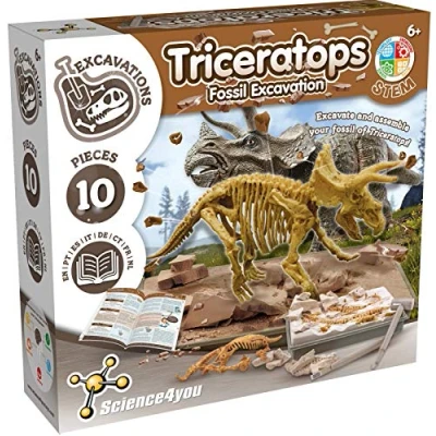 Imagen de Science4you Triceratops Excavaciones Fósiles Juguete Cientifico, Dinosaurios, 10 Piezas y Libro Educativo Multilingue, Regalo Ideal para Niños 6 7 8 Años