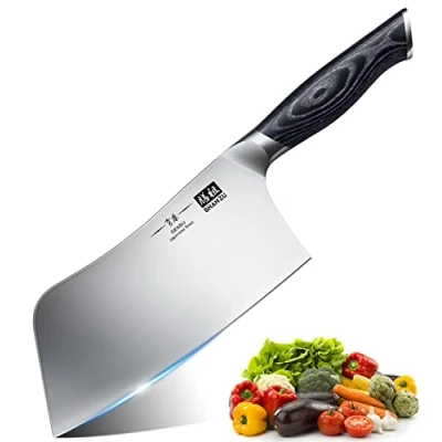 Imagen de SHAN ZU cuchillo de Chef, 7 pulgadas carne afilado, picador verduras, cocina profesional acero inoxidable con mango madera K133
