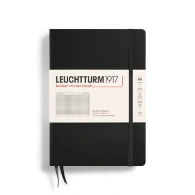 Imagen de LEUCHTTURM1917 315928 Libreta de notas Medium (A5) tapas duras, 251 páginas numeradas, negro, cuadriculada