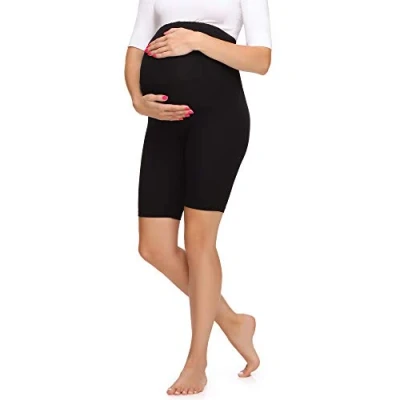 Imagen de Merry Style Leggins Premamá Pantalones Cortos Mujer Mallas Cortas de Embarazo Shorts Embarazada MS10 299 (Negro, L)