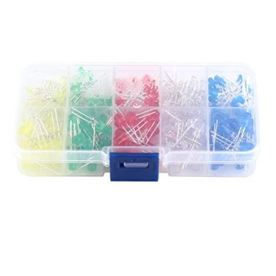 Imagen de 300pcs 3mm 5mm Luz LED Blanco Amarillo Rojo Azul Verde Kit de diodos surtido para profesionales electrónicos o entusiastas