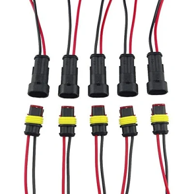 Imagen de Mintice 5 Piezas 2 Pin Auto Electrico Impermeable Conector Coche Enchufe de Terminal Cable 16 AWG Electricos Rápido Calibre Camión Barcos