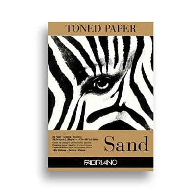 Imagen de Unbekannt Fabriano Toned Sand Bloc A3, 50 Hojas, 120 g/m², Papel de Dibujo Color Arena con 15% algodón, Acabado Natural, para Todas Las técnicas en seco