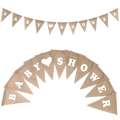 Imagen de G2PLUS 3.3M Banderines,Guirnalda Banderas,Banderines Tela Banner de Arpillera Guirnalda Banderas BABY SHOWER para Fiesta Bautismo Bebé Recién Nacido