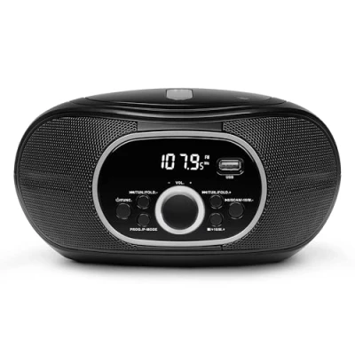 Imagen de MEDION Boombox portátil E65711, Reproductor de CD/MP3, FM, AUX, Funcionamiento con Pilas, Negro