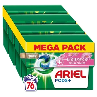 Imagen de ARIEL PODS Todo en 1 Detergente Lavadora Liquido Capsulas/Pastillas, 76 Lavados (4x19), Jabon Limpieza Profunda, Mas Frescor Sensaciones