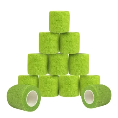 Imagen de Venda Cohesiva 5 cm x 4.5 m Elástica Autoadhesiva Vendaje Deportivo Tape Crossfit 12 Rollos Verde