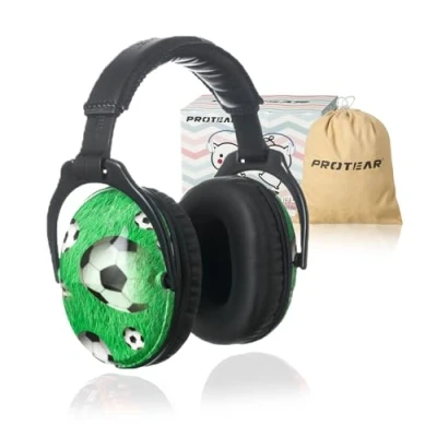 Imagen de PROTEAR SNR 28 dB Protectores auditivos para niños con sensibilidad al ruido bajo fuegos artificiales, viajes, eventos deportivos y entornos ruidosos (fútbol)
