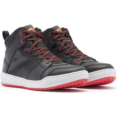 Imagen de Dainese Suburb D WP Shoes, Zapatos Impermeables para Moto Hombre, Negro/Blanco/Rojo Lava, 42 EU