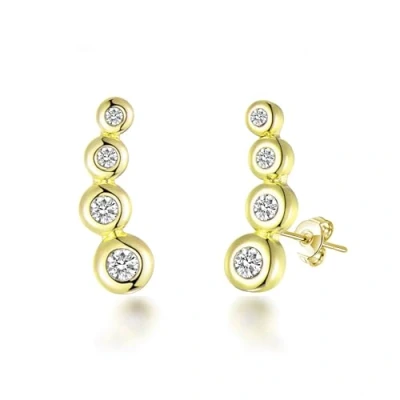 Imagen de Aretes trepadores de cuatro piedras chapados en oro creados con cristales Zircondia®