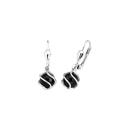 Imagen de Amor Pendientes de mujer en plata ley 925 con ónix, 2,2 cm, color plata, se entregan caja regalo joyería, 2017170