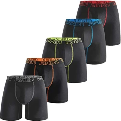 Imagen de AND1 Bóxer Hombre Pack de 5 Algodon Calzoncillos Multicolor Ropa Interior Basic Underwear Deporte (5 Pack,M)
