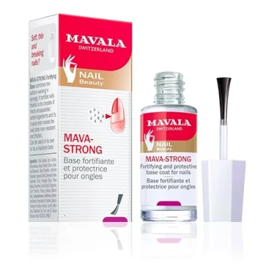 Imagen de MAVALA Mava Strong 10 ml, Base Fortalecedora y Protectora para Uñas, Uñas Naturales Fuertes, Esmalte Incoloro con Brillo, Uso Semanal, Acaba las Finas, Brillante