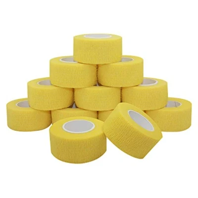 Imagen de COMOmed Vendas elásticas cohesivas para veterinarios, color amarillo, 2,5 cm x 4,5 m, 12 rollos de tobillos, no tejidos, certificado por la FDA
