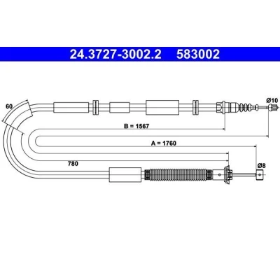 Imagen de ATE 24.3727 3002.2 Cable de Freno Mano 1760