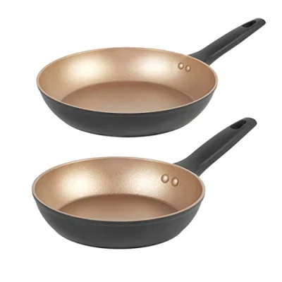 Imagen de Russell Hobbs COMBO 7950 Sartenes Antiadherentes Para Freír De La Colección Opulence, 20/28 cm, Apta Inducción, 7 Veces Más Resistente, Libre PFOA, Sarténes Tortilla, Negro/Dorado