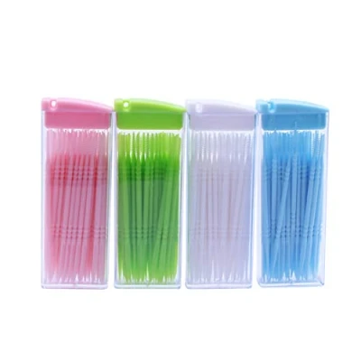 Imagen de HEALLILY 200 palillos de dientes plástico doble extremo, dientes, herramienta limpieza portátil, cuidado bucal,