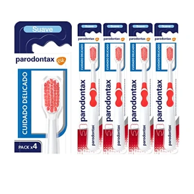 Imagen de Parodontax Cuidado Delicado, Cepillo de Dientes Suave, Ayuda a Detener y Prevenir el Sangrado Encías, Pack 4, Blanco