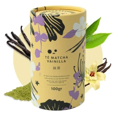 Imagen de Matchaflix Té Matcha Premium Vainilla (100 gramos) en Polvo Instantáneo Healthy Te+Matcha Green Drink Tea.