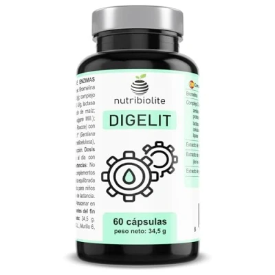Imagen de Digestivo natural Ayuda ante Digestiones Pesadas, Gases e hinchazón abdominal Enzimas Digestivas Veganas con Digezyme, Bromelina y extractos de Hinojo, Jengibre Genciana Sin aditivos DIGELIT