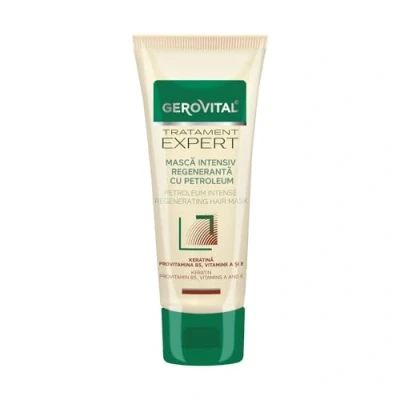 Imagen de Mascarilla Hidratante, Regeneradora y Fortificante para Cabello Seco Dañado con Petróleo, Queratina, Vitamina A E, 150 ml, Gerovital Tratament Expert