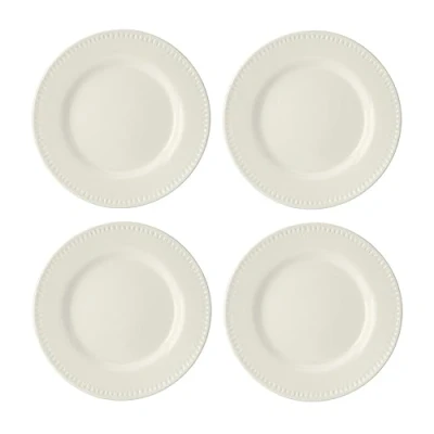 Imagen de Mikasa Cranborne Juego de 4 Platos Postre Gres Crema, Servicio para 4, Redondos 21cm Aptos Microondas y Lavavajillas
