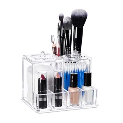 Imagen de Relaxdays Organizador de Maquillaje Estrecha con 7 Compartimentos, Acrílico, 10 X 13 Cm