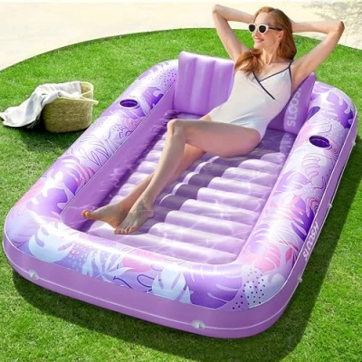 Imagen de SLOOSH flotador inflable de bronceado para piscina, 70 x 46 pulgadas, flotadores piscina adultos con almohada, balsa 4 en 1, tomar el sol, cama sol inflar