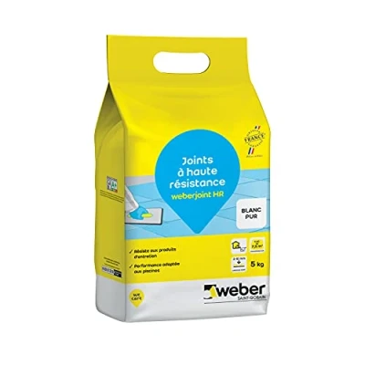 Imagen de Junta de azulejos adecuada para piscina, alta resistencia, blanco puro, Weberjoint HR 5KG, WEBER