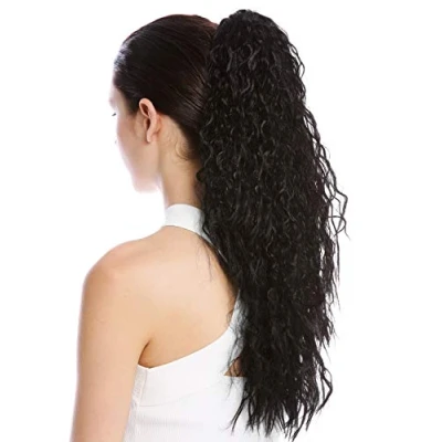 Imagen de WIG ME UP N461 V 1 extensión de pelo coleta larga voluminosa rizada rizos crespos afro kinks color negro 55 cm