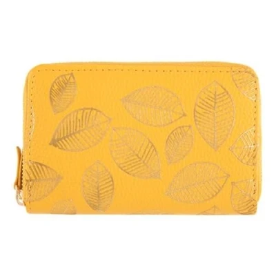 Imagen de DRAEGER PARIS 1886 Cartera para Mujer, Hojas Doradas, Color Amarillo Mostaza, Billetera, 15 x 2,5 9,5 cm