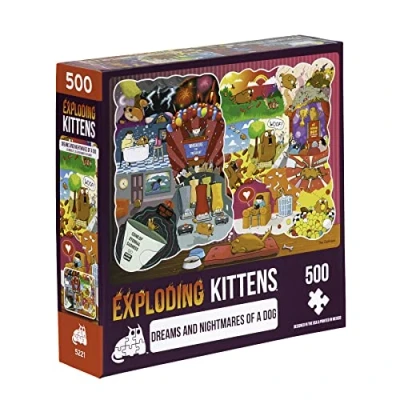 Imagen de Exploding Kittens Jigsaw Puzzles For Adults The Dreams &amp; Nightmares of a Dog 500 Piece Family Fun Game Night