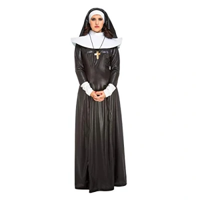 Imagen de My Other Me 204155 Disfraz de monja para mujer, ajedrez, color black, XL (Viving Costumes 204155)