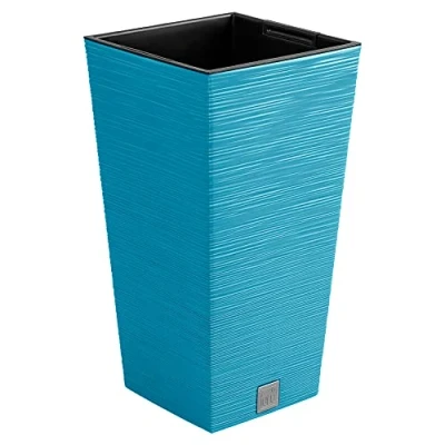 Imagen de Macetero color azul escandinavo, con depósito, colección FURU, de 34,5 x 66 cm, capacidad 24 L.