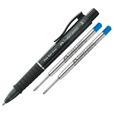 Imagen de Faber Castell Bolígrafo Poly Ball View, mina XB (negro + minas)