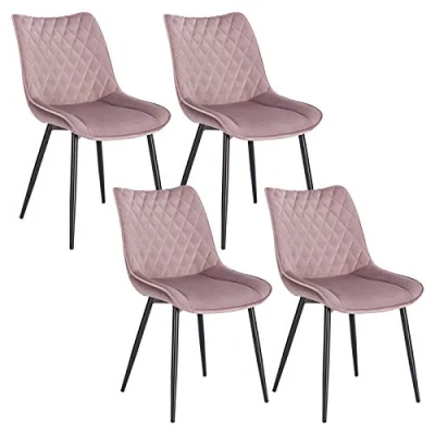 Imagen de WOLTU Sillas de Comedor Pack 4, Cocina Tapizadas en Terciopelo, Ergonómicas con Respaldo para Salón y Dormitorio, Estilo Nórdico, Patas Metal, Rosa, BH209rs 4