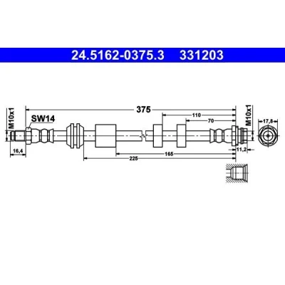 Imagen de ATE 24.5162 0375.3 Latiguillos de Freno 375 M10x1