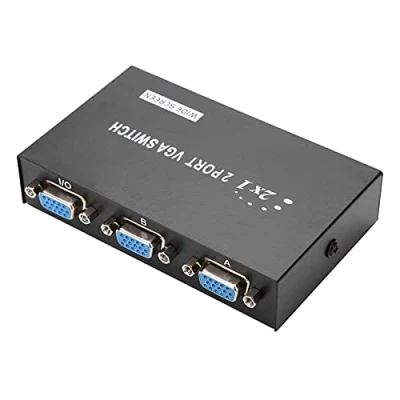 Imagen de Duttek VGA Switch, Conmutador 2 Puertos 15HDF de en 1 Salida (1 anfitrión, Pantallas/2 Hosts Pantalla), admite VGA，XVGA，SVGA，UXGA y Multisync para computadora PC