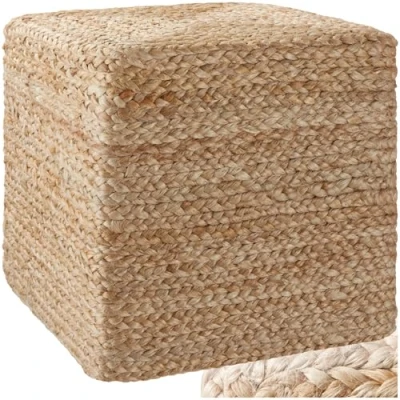 Imagen de TecTake® Puff Salón con Relleno Incluido, Reposapies Salón, Dormitorio, Sillón, Mueble Pequeño, Relleno, Decoración Habitación 40 x 41 cm Cubo