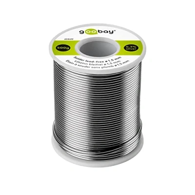 Imagen de Goobay 40849 Estaño para soldar sin plomo; ø 1,5 mm, 500 g de soldadura marca respetuosa con el medio ambiente un contenido plata (Ag) 0,3%