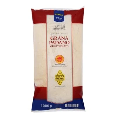 Imagen de Grana Padano DOP METRO Chef Rallado y Cuña Maduración de 10 16 Meses Sabor Auténtico Italiano para Pastas Platos Gourmet (1 PIEZA, Italia Bolsa 1 Kg)